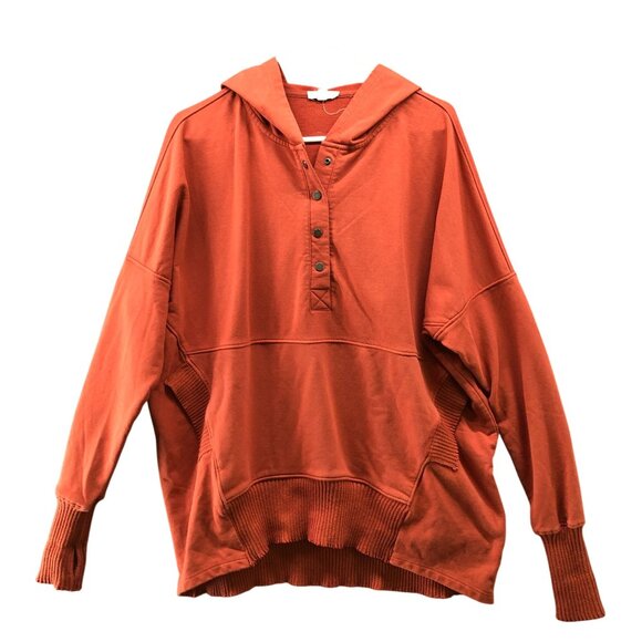 Bucket List Oversized Hoodie Womens M Snap Pullover Cotton Dolman Burnt Orange - Picture 1 of 11